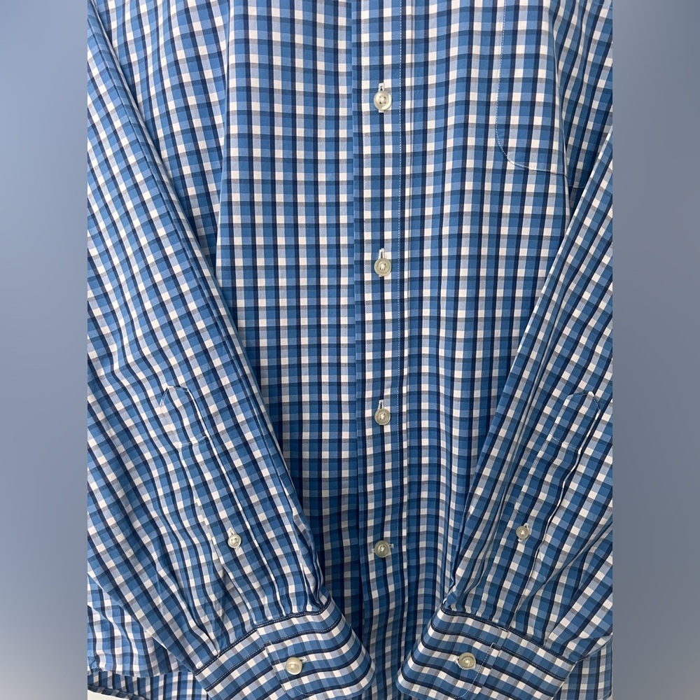 Lands' End Blue and White Casual Button Down Shirt 16-35 - Picture 9 of 10